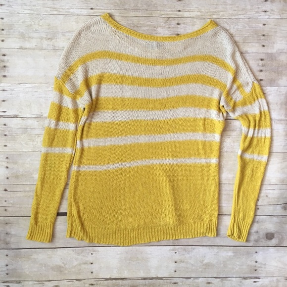 JOIE Yellow Cream Thin Linen Open Knt Boat Sweater - Picture 6 of 6